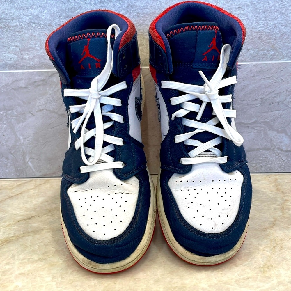 NIKE Air Jordan 1 'Olympic’ White/Midnight Navy/Varsity Red Basketball Shoes.